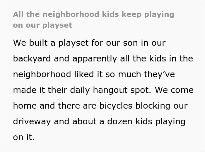 Woman Left Fuming After Neighborhood Kids Invade Her Private Backyard Playset