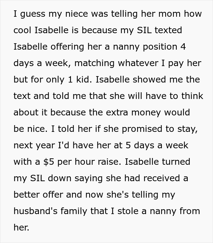 Woman Is Stunned As SIL Goes Negotiating With Nanny Behind Her Back But Gets Outbid