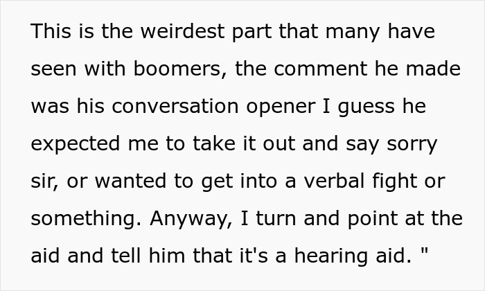 Boomer Mistakes Person's Hearing Aid For Headphones, Loudly Complains, Is Instantly Taught A Lesson