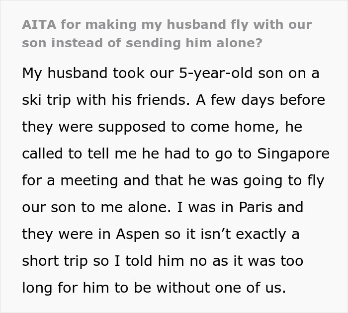 Dad Thinks 13+ Hour Flight Is Okay For 5YO To Manage Alone, Shocked Wife Insists He Accompany Kid