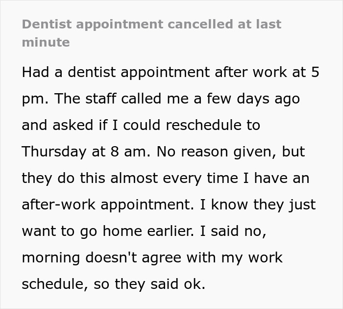 Dental Staff Who Want To Go Home Early Sneakily Change Woman's Appointments, She Gets Revenge
