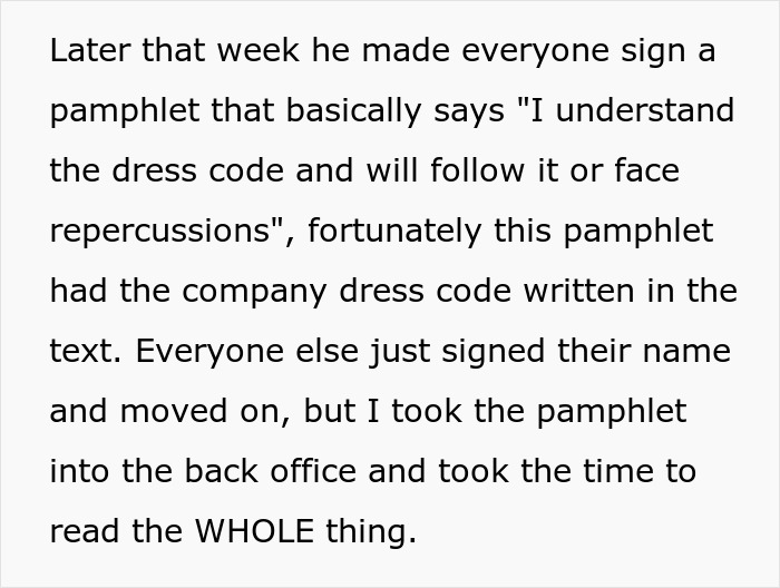 Boss Enforces A Dress Code Without Actually Reading It, Regrets It When Worker Retaliates