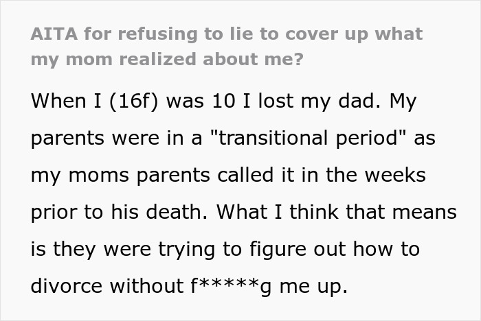 &ldquo;[Am I The Jerk] For Refusing To Lie To Cover Up What My Mom Realized About Me?&rdquo;