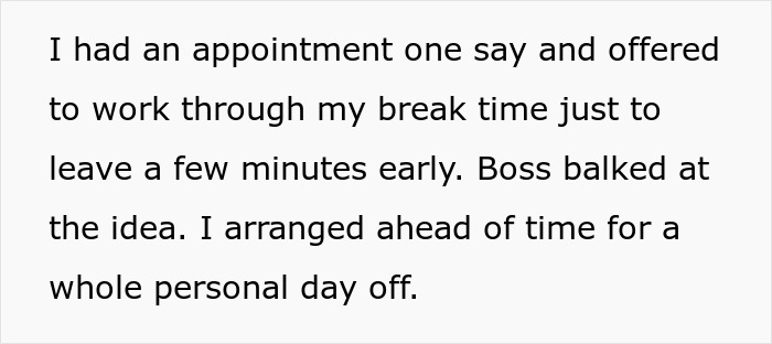 Woman Asks To Leave 5 Minutes Early But Boss Doesn’t Care, Regrets It When She Follows The Policy Woman Asks To Leave 5 Minutes Early But Boss Doesn’t Care, Regrets It When She Follows The Policy