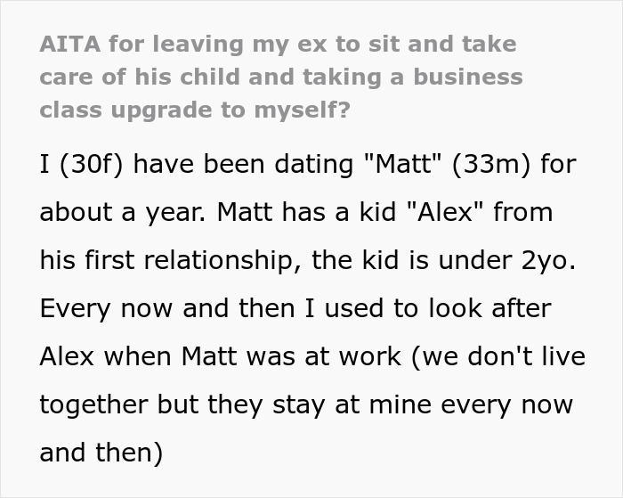 Cheating BF Expects GF To Look After His 2 YO On Flight, She Chooses Business Class Upgrade Instead