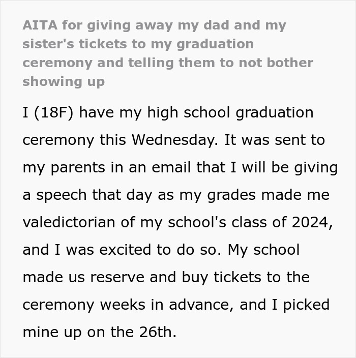 Teen Spites Dad And Sister Who Planned To Skip Her Graduation By Giving Away Their Tickets