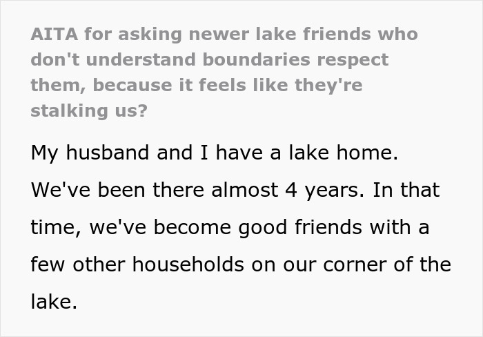 Lake Neighbors Keep Showing Up Uninvited, Woman Finally Loses It, Gets Called Rude Lake Neighbors Keep Showing Up Uninvited, Woman Finally Loses It, Gets Called Rude