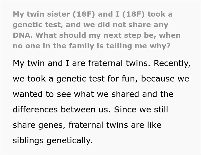 Teen Panics After DNA Results With Her Twin Sister Changed Everything She Knew About Herself
