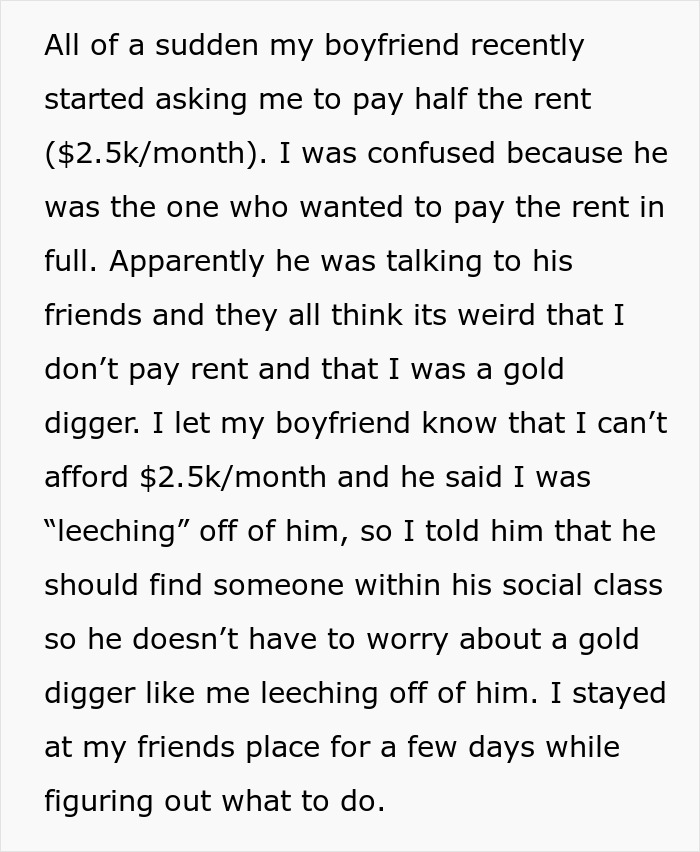 Man Lets Friends Convince Him That GF Is A Gold Digger And Demands $2.5k Rent, Ends Up Single