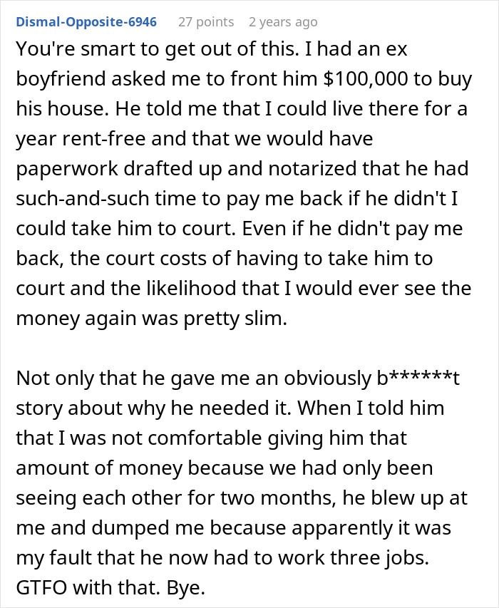 Man's Ridiculous Plan To Get Girlfriend To Finance His House's Down Payment Blows Up In His Face