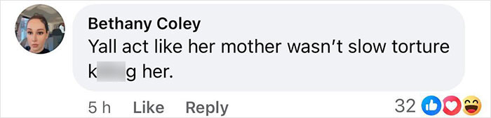 Comment on Gypsy Rose Blanchard's past abuse from her late mother Dee Dee, highlighting a critical opinion.