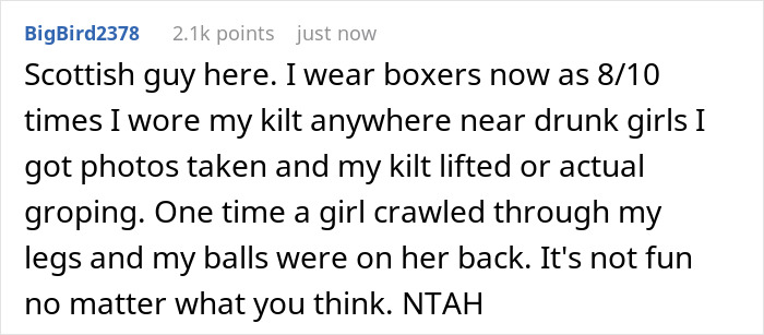 Woman Gets Slapped At A Wedding For Trying To Lift 16 Y.O. Boy&rsquo;s Kilt, Plays The Victim