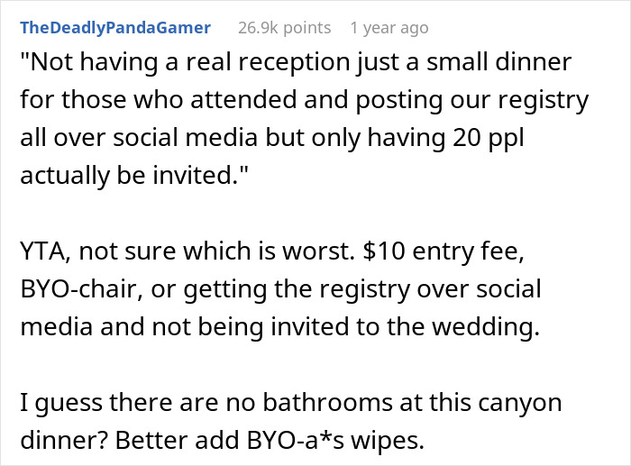 Guests Told To Pay $10 Entry Fee And Bring Chairs To Ridiculously Cheap Wedding, Call Couple Out
