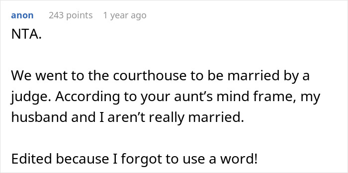 Aunt Asks Couple To Return Wedding Gift Because She Doesn&rsquo;t View Their Marriage As Real 