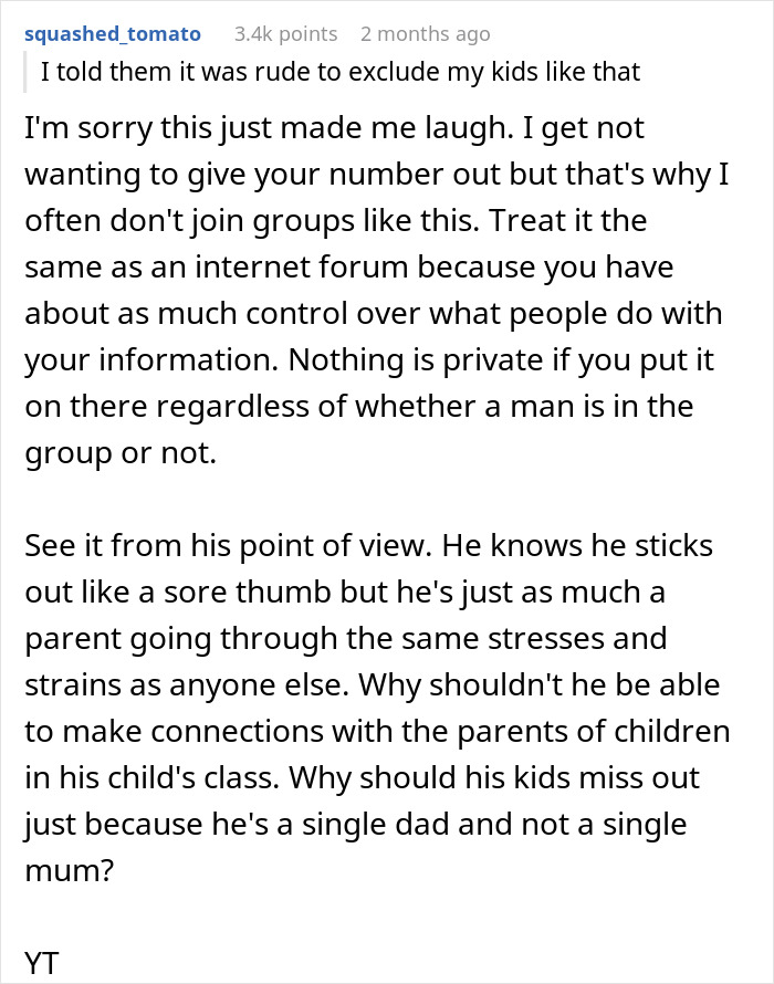 Mom Says She's Uncomfortable With Single Dad Being In Her Mom Group, So They Go On Without Her