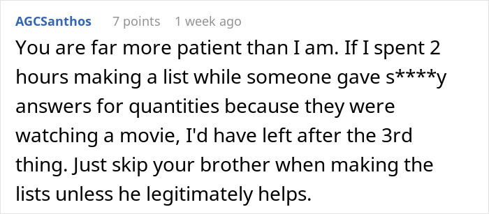 Guy Has No Patience For Brother Messing With Shopping List, Puts Down Exactly What He Says Guy Has No Patience For Brother Messing With Shopping List, Puts Down Exactly What He Says
