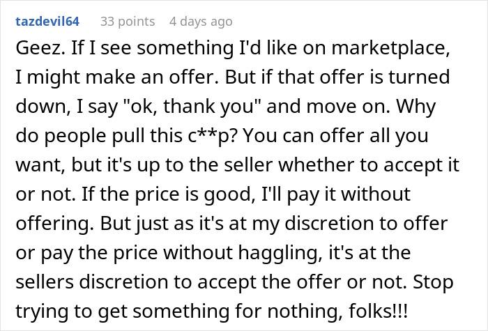 Guy Gets Petty Revenge On FB Marketplace Low Baller For His Ridiculous $250 Offer