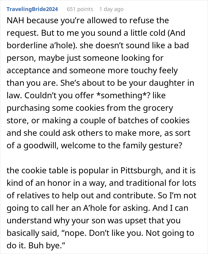 Woman Makes DIL Cry By Refusing To Bake Over 1,000 Cookies For Her Wedding Woman Makes DIL Cry By Refusing To Bake Over 1,000 Cookies For Her Wedding