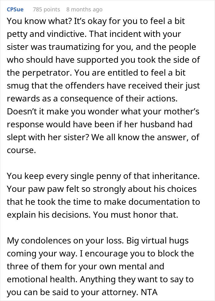 "The Will Is Pretty Airtight": Woman Refuses To Share Inheritance With Family Who Betrayed Her