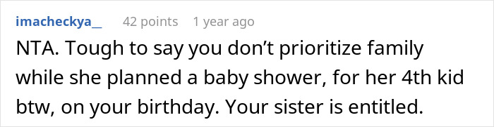 Woman Refuses To Cancel Her Birthday Plans To Attend Sister’s 4th Baby Shower, Gets Blocked Woman Refuses To Cancel Her Birthday Plans To Attend Sister’s 4th Baby Shower, Gets Blocked