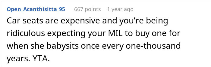 New Mom Complains About MIL Not Buying A Car Seat On Her Own Dime, Gets A Reality Check Online