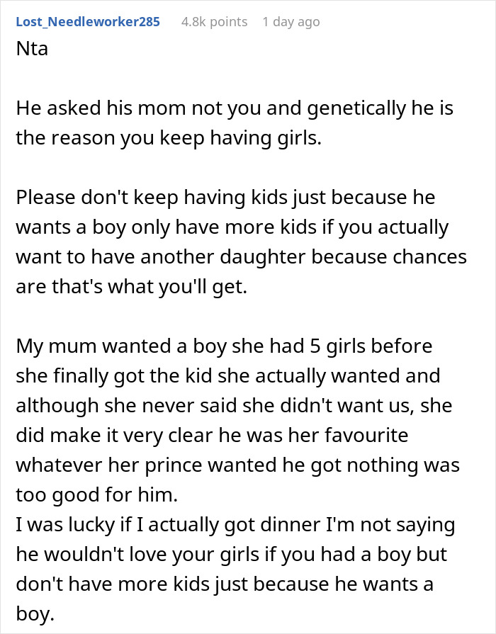 "I Didn’t Have To Embarrass Him Like That": Wife Tells Husband The Reason They Keep Having Girls "I Didn’t Have To Embarrass Him Like That": Wife Tells Husband The Reason They Keep Having Girls