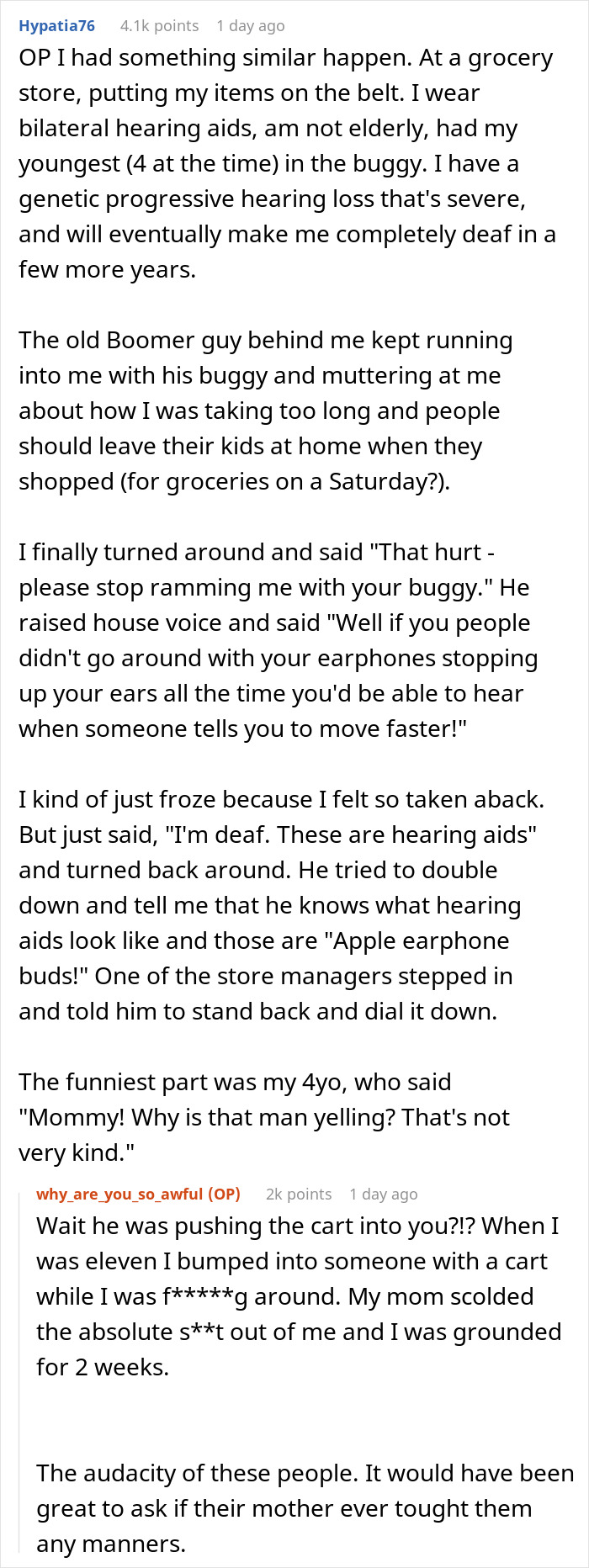 Boomer Mistakes Person's Hearing Aid For Headphones, Loudly Complains, Is Instantly Taught A Lesson