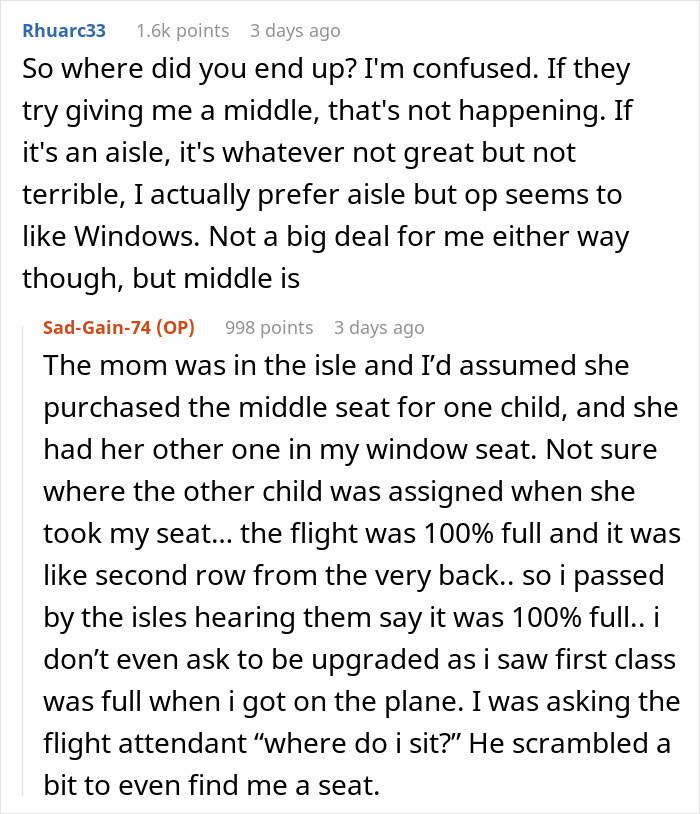 Person Gets Their Seat Stolen As Mother With Children Took It Over During Family Preboarding