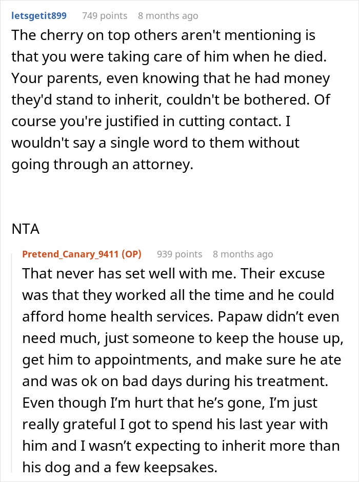 "The Will Is Pretty Airtight": Woman Refuses To Share Inheritance With Family Who Betrayed Her