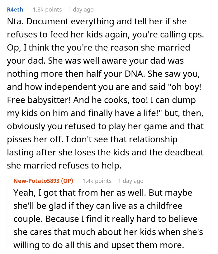 16YO Tells Stepmom It&rsquo;s Not His Job To Feed Her Kids, She Blows Up At Him