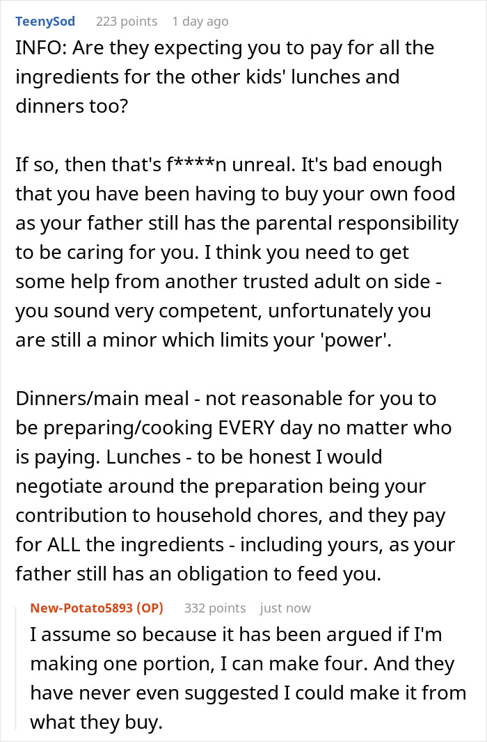 16YO Tells Stepmom It&rsquo;s Not His Job To Feed Her Kids, She Blows Up At Him