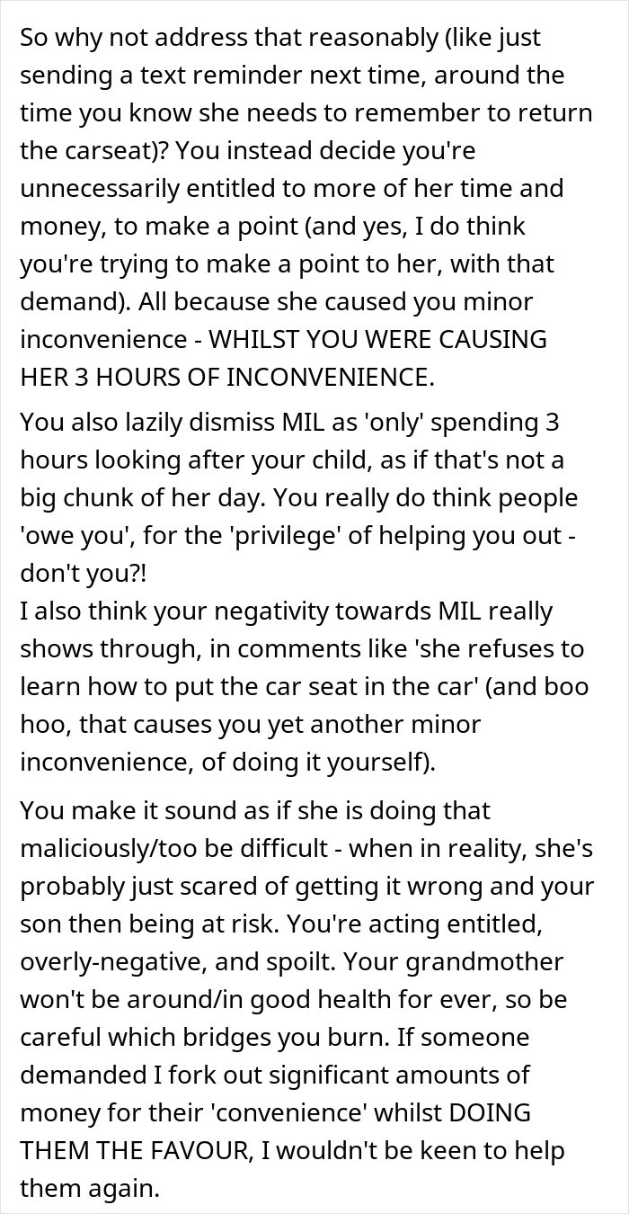 New Mom Complains About MIL Not Buying A Car Seat On Her Own Dime, Gets A Reality Check Online