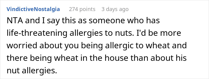 Man Puts Friend's Food Allergies Above Spouse's, So They Refuse To Get Rid Of Allergens At Home
