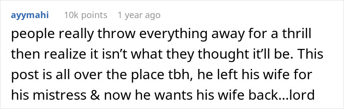 Husband Moves In With Mistress, Wife Makes Peace With It, He Quickly Regrets The Decision