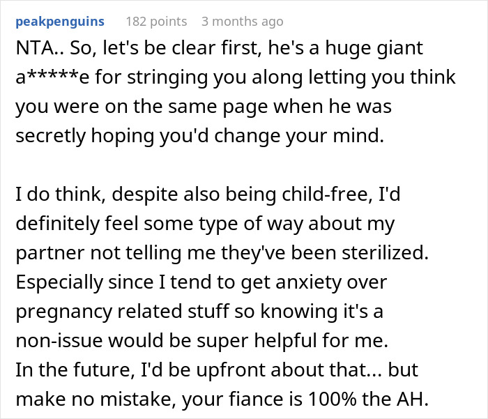 Man Livid After Fianc&eacute;e Reveals She's Sterilized After Bonding Over Childfree Lifestyle
