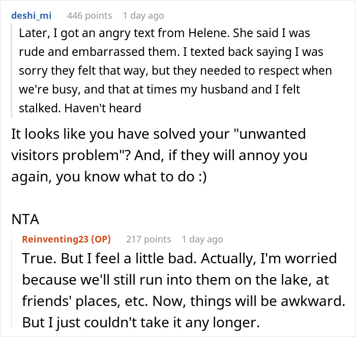 Lake Neighbors Keep Showing Up Uninvited, Woman Finally Loses It, Gets Called Rude Lake Neighbors Keep Showing Up Uninvited, Woman Finally Loses It, Gets Called Rude