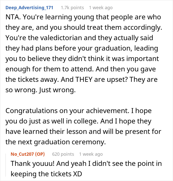 Teen Spites Dad And Sister Who Planned To Skip Her Graduation By Giving Away Their Tickets