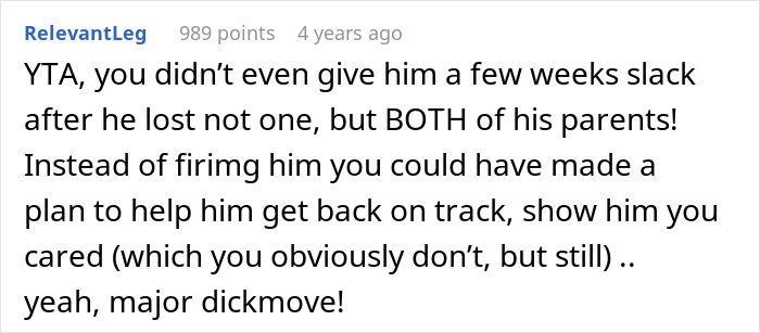 Manager Thinks They&rsquo;re Justified In Firing Grieving Worker For Underperforming, Regrets It