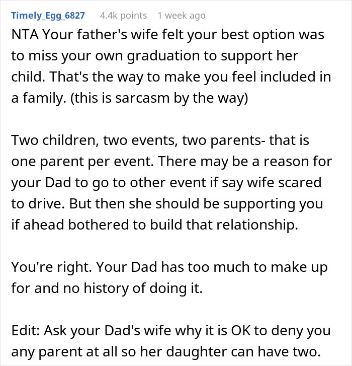 Dad Causes Irreparable Family Rift After Choosing His &ldquo;Little Princess&rdquo; Over Son&rsquo;s Graduation