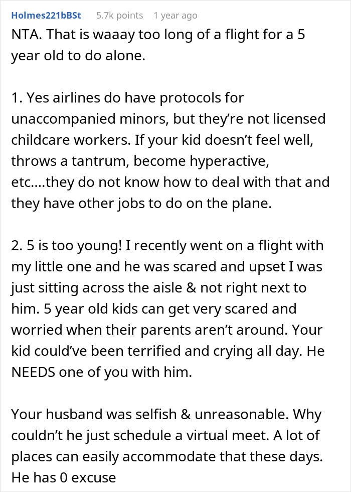 Dad Thinks 13+ Hour Flight Is Okay For 5YO To Manage Alone, Shocked Wife Insists He Accompany Kid