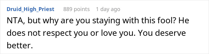 Comment criticizing an ignorant husband's surprise for his wife on Mother's Day.