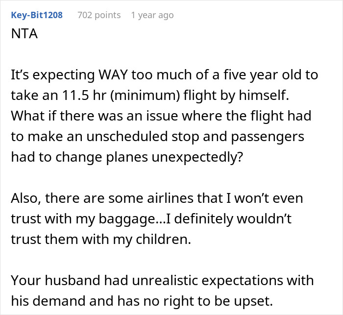 Dad Thinks 13+ Hour Flight Is Okay For 5YO To Manage Alone, Shocked Wife Insists He Accompany Kid