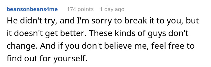 Reddit comment criticizing an ignorant husband's surprise for Mother's Day.