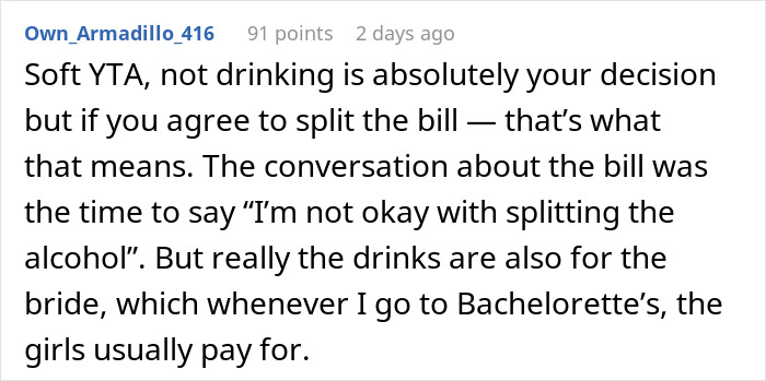Woman Didn't Drink Alcohol, Refuses To Pay $470 Of Her 'Share' Of Bill, Asks If She's Wrong Woman Didn't Drink Alcohol, Refuses To Pay $470 Of Her 'Share' Of Bill, Asks If She's Wrong