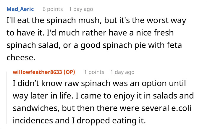 Girl Can’t Eat Spinach, Gets Told To Eat At Least 3 Bites To Get Dessert, Maliciously Complies Girl Can’t Eat Spinach, Gets Told To Eat At Least 3 Bites To Get Dessert, Maliciously Complies