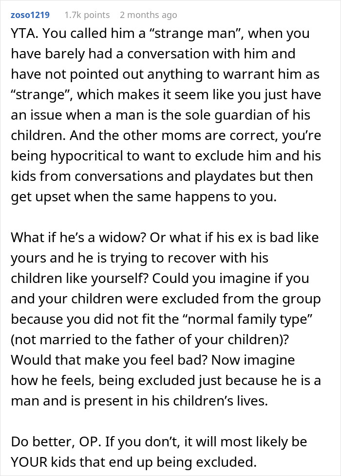 Mom Says She's Uncomfortable With Single Dad Being In Her Mom Group, So They Go On Without Her