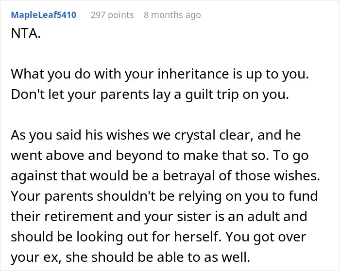 "The Will Is Pretty Airtight": Woman Refuses To Share Inheritance With Family Who Betrayed Her