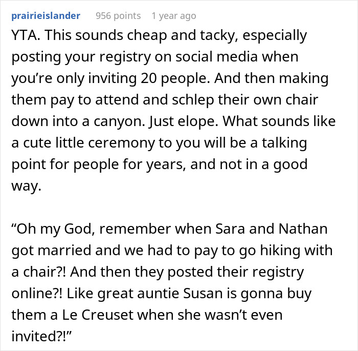 Guests Told To Pay $10 Entry Fee And Bring Chairs To Ridiculously Cheap Wedding, Call Couple Out