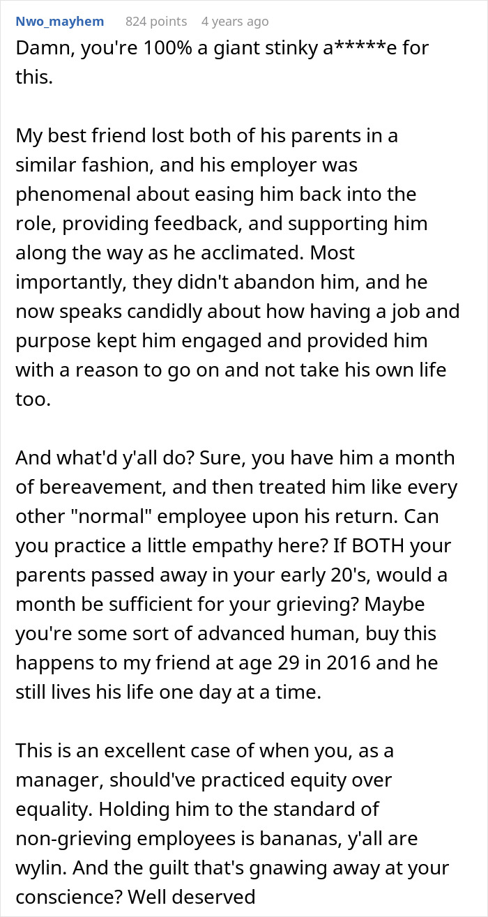 Manager Thinks They&rsquo;re Justified In Firing Grieving Worker For Underperforming, Regrets It