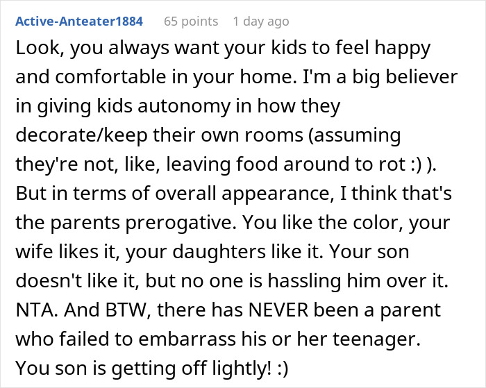 Guy Decides Not To Change Color Of The House He Bought, His Teen Son Struggles With It Years Later